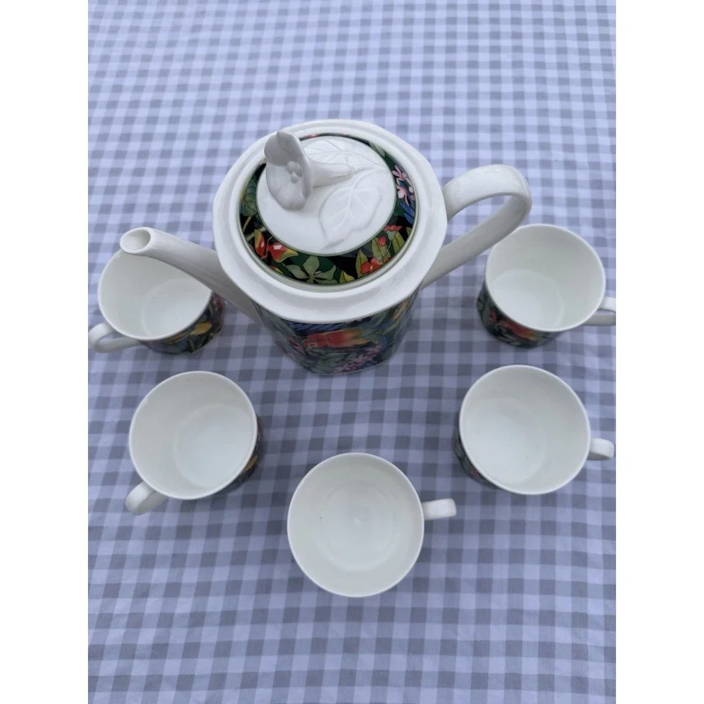 Rare Villeroy & Boch/Gallo Serengeti  Teapot & Cups Jungle Germany  Discontinued